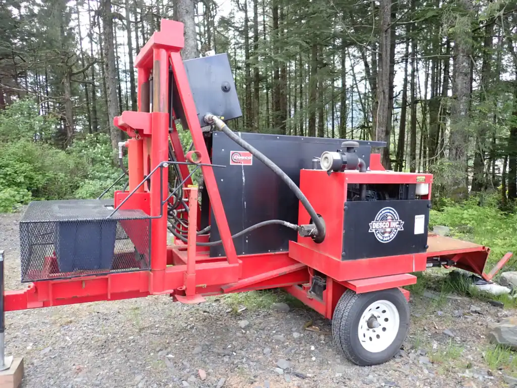 Tire shear machine. In 2020 SEASWA purchases a Desco 4000 Model Portable tire shearer & derimmer. Thanks to a partnership with the Alaska Marine Line, this piece of equipment travels between SEASWA member communities to manage tire waste.